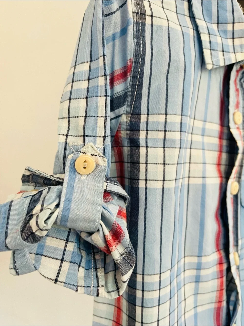 Baby Gap 18-24 months Boys' Light Blue Plaid Button-Up Shirt
